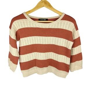 Forever 21 Women's Striped Sweater - Copper and Cream